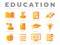 Education Icon Set. Literature, Learning, Certificate, Creativity, Professor, Book, Student, Ideas, Break, Calculation, Distance