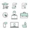 Education icon. Set vector line symbols. Outline icons for internet and online education