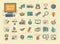 Education icons set, colored flat line icons