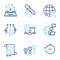 Education icons set. Included icon as Certificate, Online access, Chemistry pipette signs. Vector