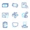 Education icons set. Included icon as Refresh mail, Winner podium, Document signs. Vector