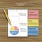 Education infographic design with pencils and notebooks