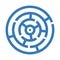 Education, intellect, labyrinth, maze, mind icon. Blue vector sketch.