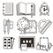 Education isolated icons, school or college outline symbols