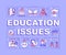 Education issues word concepts purple banner