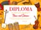 Education kids diploma with musical instruments