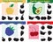 Education for kids. Find silhouettes of apple, avocado, blackberry and cherry, set of games. Vector illustration