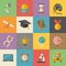 Education,knowledge icon set in flat style vector illustration School,university