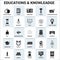 Education and Knowledge icons set vector