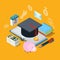 Education knowledge tuition fee credit loan flat 3d isometric