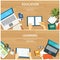 Education and learning banner flat design template