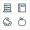 education line icons. linear set. quality vector line set such as apple, palette, book