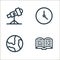 education line icons. linear set. quality vector line set such as book, earth, clock