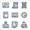 education line icons. linear set. quality vector line set such as book, failed, library, biology, open book, book, dna, microscope