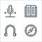education line icons. linear set. quality vector line set such as compass, headphones, open book