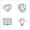 education line icons. linear set. quality vector line set such as idea, open book, earth globe