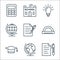Education line icons. linear set. quality vector line set such as writing, earth globe, graduation cap, curve ruler, writing,