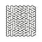 Education logic game labyrinth for kids. Find right way. Isolated simple hexagon maze black line on white background.