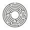 Education logic game labyrinth for kids. Find right way. Isolated simple round maze black line on white background.