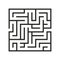 Education logic game labyrinth for kids. Find right way. Isolated simple square maze black line on white background.