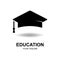 Education logo design with bachelor cap and book concept with creative idea