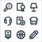 education material line icons. linear set. quality vector line set such as pencil, basketball, certificate, school bus, delete