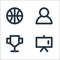 education material line icons. linear set. quality vector line set such as whiteboard, trophy, user