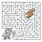 Education Maze or Labyrinth Game for Children with Cute Elephant and Peanuts