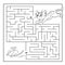 Education Maze or Labyrinth Game for Preschool Children. Puzzle. Coloring Page Outline Of cat with toy mouse.