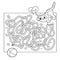 Education Maze or Labyrinth Game for Preschool Children. Puzzle. Tangled Road. Coloring Page Outline Of cat with ball