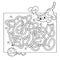 Education Maze or Labyrinth Game for Preschool Children. Puzzle. Tangled Road. Coloring Page Outline Of cat with ball of yarn