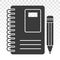 Education notebook / diary / journal with pencil for writing flat icon for apps and websites