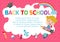 Education object on back to school background, back to school, Kids jumping, education concept, Template for advertising brochure