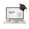 Education Online Concept. Laptop with Graduation Cap and Diploma. Vector illustration