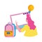 Education online, young girl student virtual backpack