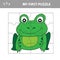 Education paper game for children, Frog. Use parts to create the image.