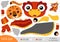 Education paper game for kids, Chinese new year character tiger in dragon costume. Use scissors and glue to create the image