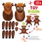 Education paper toy for preschool kid. Follow instructions collect african bison. Game for children. Illustration of cartoon
