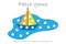 Education Patch game paper boat in a puddle for children to develop motor skills, use plasticine patches, buttons, colored paper