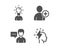 Education, Person talk and Add user icons. Brainstorming sign. Vector