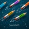 Education. Rocket ship launch with pencils -