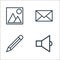 education and school line icons. linear set. quality vector line set such as speaker, pencil, mail