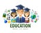 Education, schooling vector logo design template