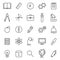 Education and science outline gray icons vector set. Modern minimalistic design.