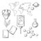 Education and science sketch icons