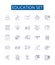 Education set line icons signs set. Design collection of Teaching, Learning, Schooling, Instruction, Courses, Classes