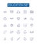 Education set line icons signs set. Design collection of Teaching, Learning, Schooling, Instruction, Courses, Classes