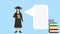 The education system and graduation concept 4K animation. Girl wearing a graduation gown and hat with text space 4K footage.