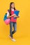 education. tween and youth. learning subject. happy teen girl carry backpack.