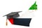 Education in the UAE concept. The United Arab Emirates map with graduate cap, 3D rendering